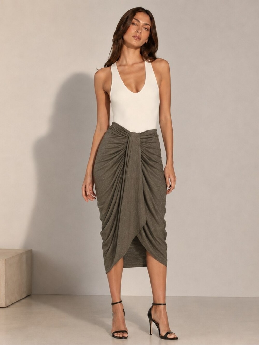 Isabel Marant Virgin Wool Skirt Small 4 FR 36 Gray Draped Asymmetric Midi Skirt